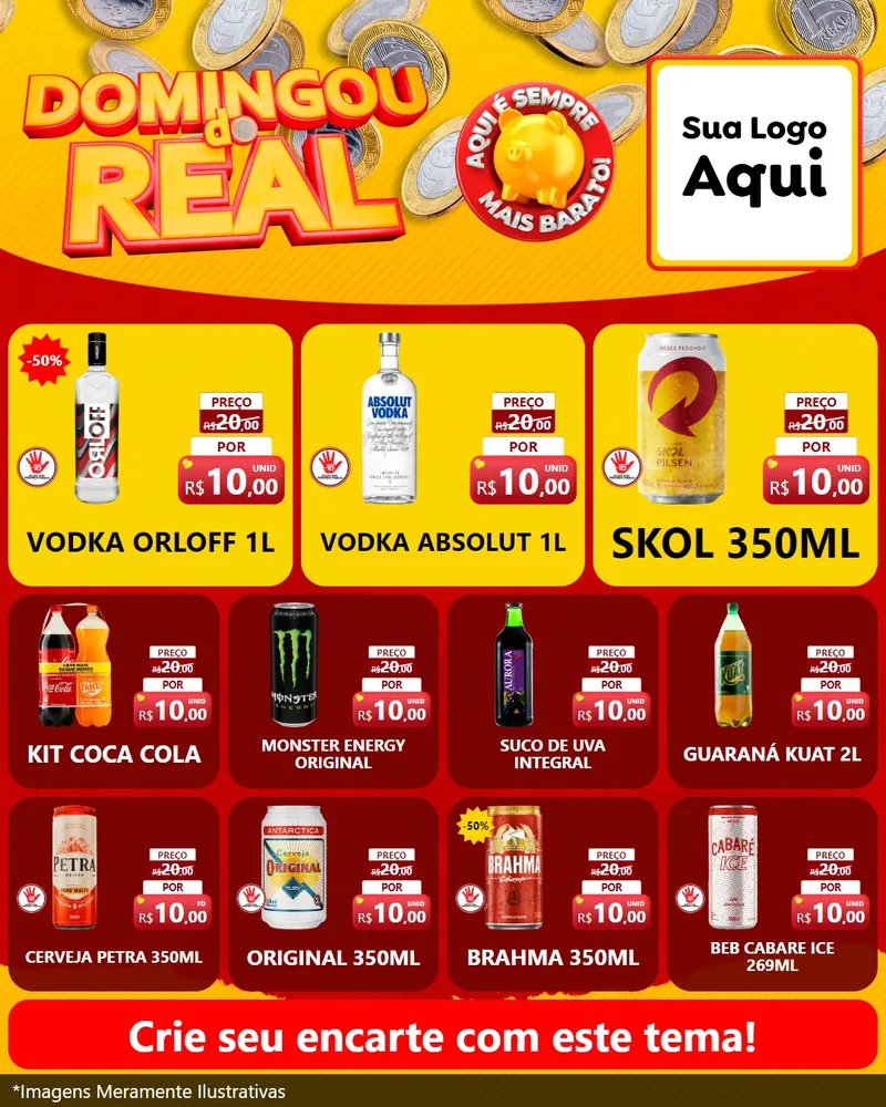 Modelo de Rede Social para Feed Instagram com o tema Domingou do Real para Distribuidora de bebidas