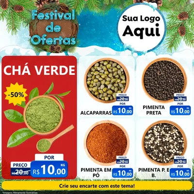Modelo de Rede Social para Feed Facebook com o tema Festival de Ofertas - Inverno para Produtos Naturais