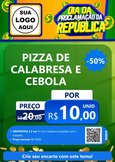 Modelo de Cartaz para Cartaz A4 Vertical com o tema Dia Da Proclamação da República para Pizzaria