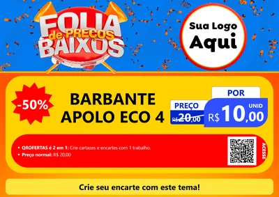 Modelo de Cartaz para Cartaz A4 Horizontal com o tema Folia de Preços Baixos para Armarinho e Aviamentos
