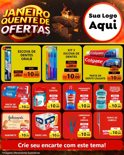 Modelo de Rede Social para Feed Instagram com o tema Janeiro Quente de Ofertas para Higiene Pessoal