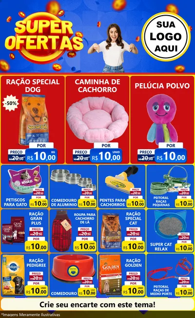Modelo de Encarte para Encarte Grande com o tema Super Ofertas para Pet Shop