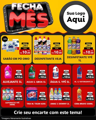 Modelo de Rede Social para Feed Instagram com o tema Fecha Mês para Produtos de Limpeza