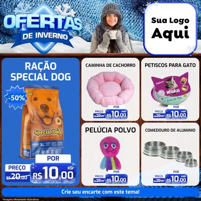 Modelo de Rede Social para Feed Facebook com o tema Ofertas de Inverno para Pet Shop