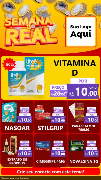 Modelo de Rede Social para Stories com o tema Semana do Real para Farmácia