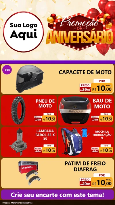 Modelo de TV para TV Vertical com o tema Promoção de Aniversário para Moto peças