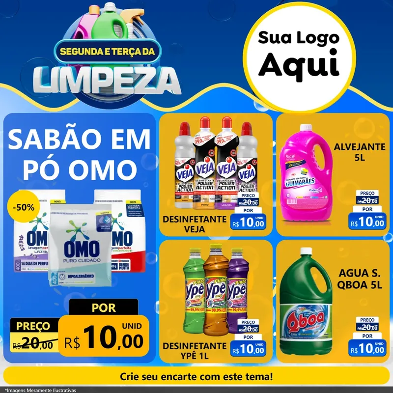 Modelo de Rede Social para Feed Facebook com o tema Segunda e Terça da Limpeza para Produtos de Limpeza