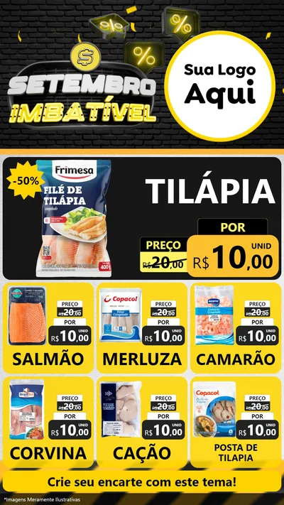 Modelo de Rede Social para Stories com o tema Setembro Imbatível para Peixaria