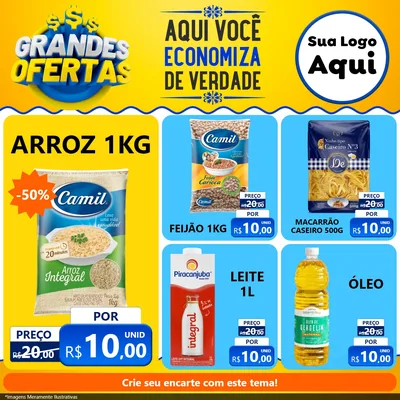 Modelo de Rede Social para Feed Facebook com o tema Grandes Ofertas para Supermercado