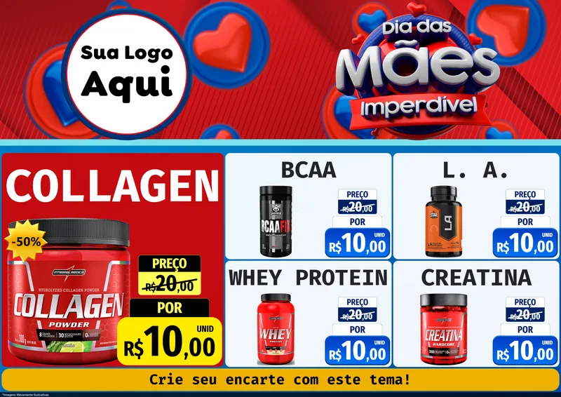Modelo de Encarte para Encarte A4 Horizontal com o tema Dia Das Mães Imperdível para Suplementos alimentares
