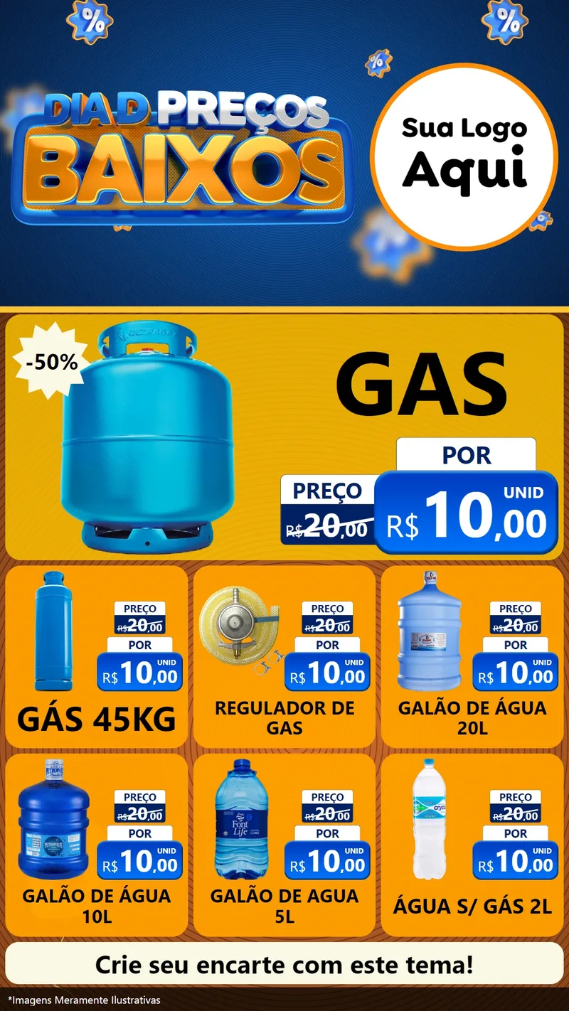 Modelo de Rede Social para Stories com o tema Dia D Preço Baixo para Água e gás