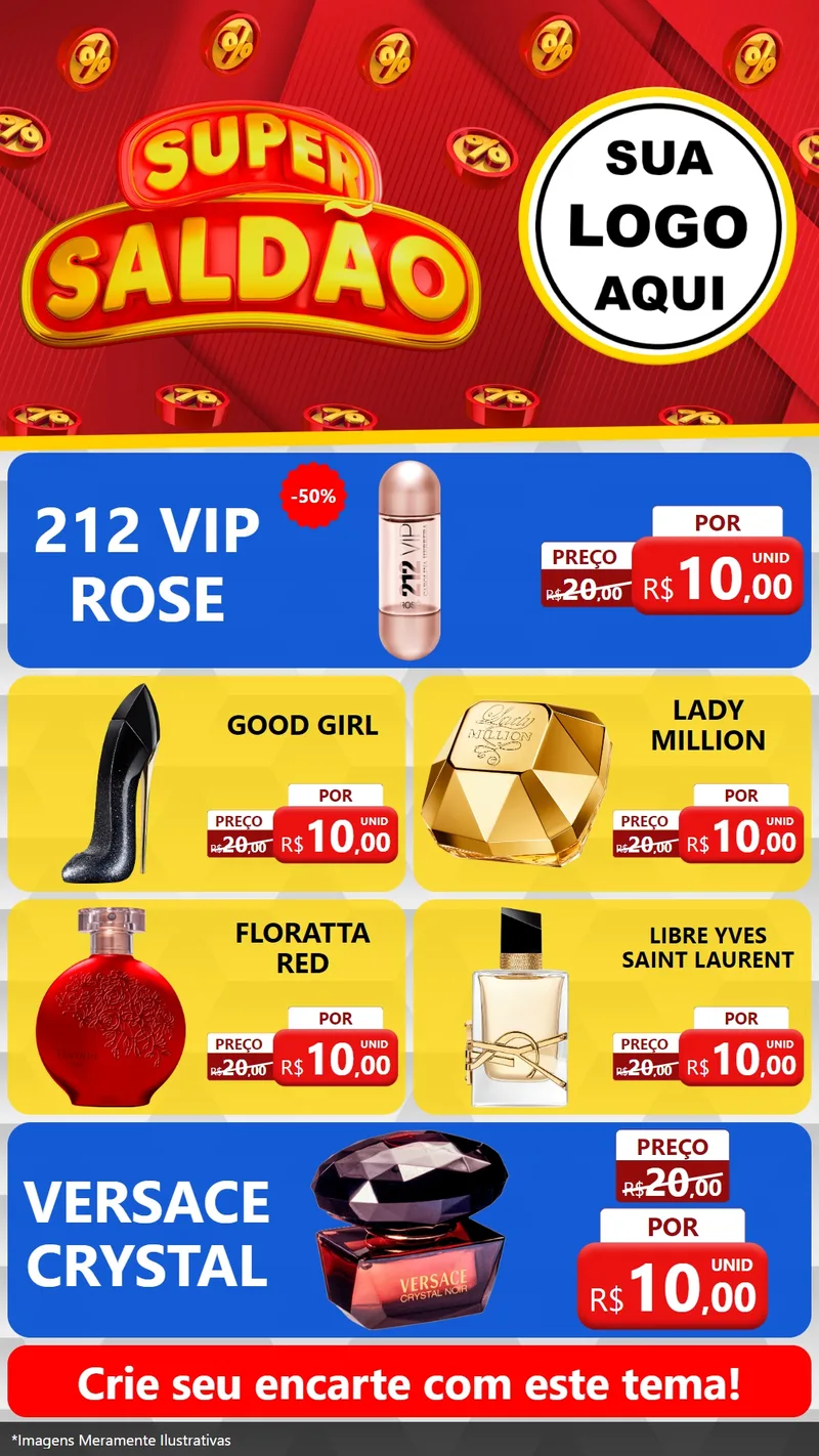 Modelo de TV para TV Vertical com o tema Super Saldão para Perfumes