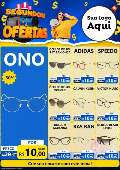 Modelo de Encarte para Encarte A4 Vertical com o tema Segundou de Ofertas para Óticas