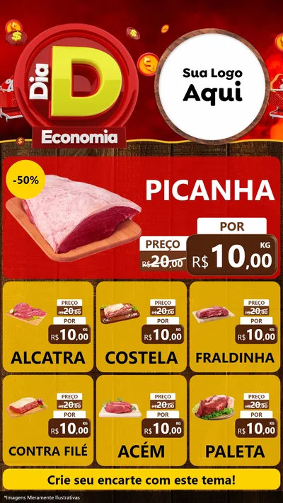 Modelo de Rede Social para Stories com o tema Dia D Economia para Açougue