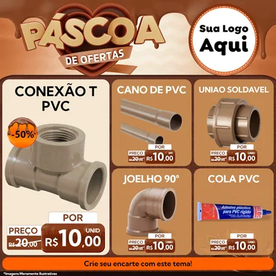 Modelo de Rede Social para Feed Facebook com o tema Páscoa de Ofertas para Tubos e conexões