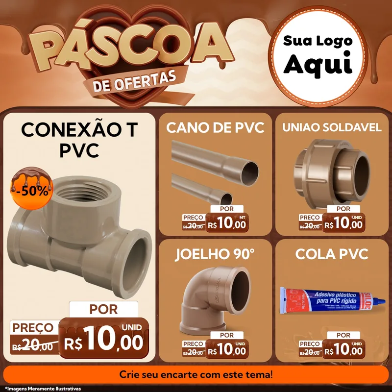 Modelo de Rede Social para Feed Facebook com o tema Páscoa de Ofertas para Tubos e conexões