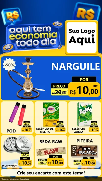 Modelo de Rede Social para Stories com o tema Aqui Tem Economia Todo Dia para Tabacaria
