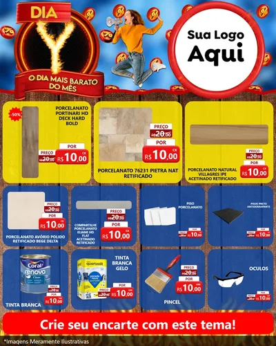 Modelo de Rede Social para Feed Instagram com o tema Dia Y - O Dia Mais Barato Do Mês para Pisos e revestimentos