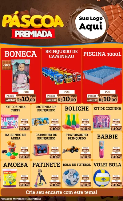 Modelo de Encarte para Encarte Grande com o tema Páscoa Premiada para Brinquedos