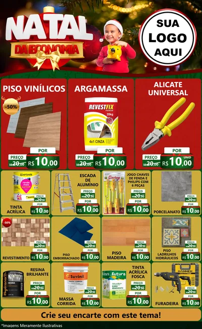Modelo de Encarte para Encarte Grande com o tema Natal da Economia para Material para Construção