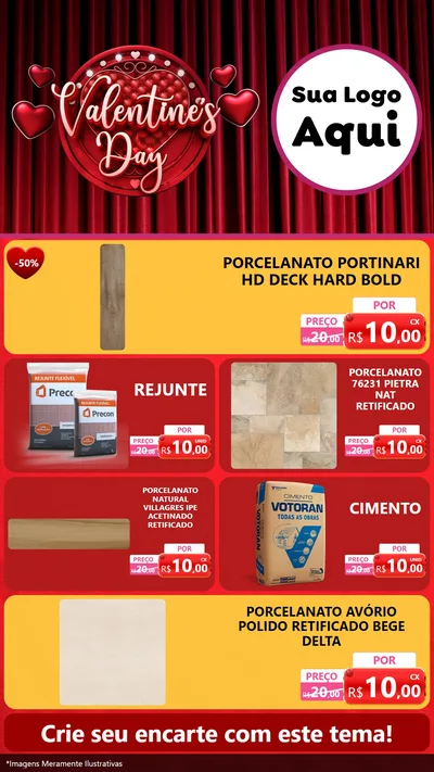 Modelo de TV para TV Vertical com o tema Valentine's Day para Pisos e revestimentos