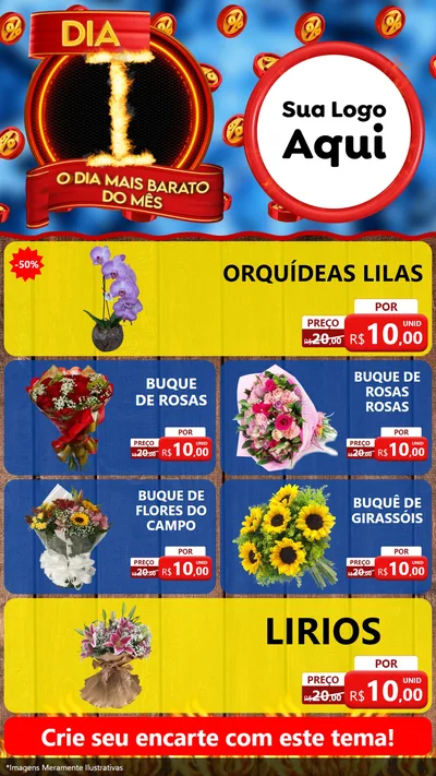 Modelo de TV para TV Vertical com o tema Dia I - O Dia Mais Barato Do Mês para Floricultura e jardim