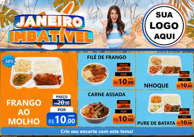 Modelo de Encarte para Encarte A4 Horizontal com o tema Janeiro Imbatível para Restaurante