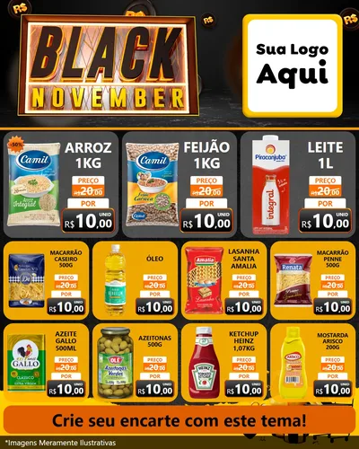 Modelo de Rede Social para Feed Instagram com o tema Black November para Supermercado
