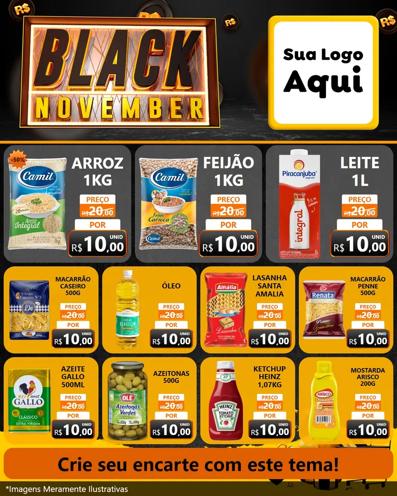 Modelo de Rede Social para Feed Instagram com o tema Black November para Supermercado