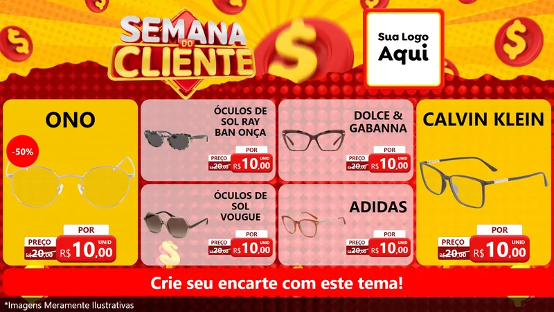 Modelo de TV para TV Horizontal com o tema Semana do Cliente para Óticas