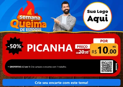 Modelo de Cartaz para Cartaz A4 Horizontal com o tema Semana Queima de Estoque para Açougue