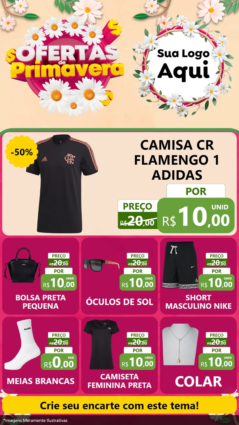 Modelo de Rede Social para Stories com o tema Ofertas de Primavera para Roupas e acessórios