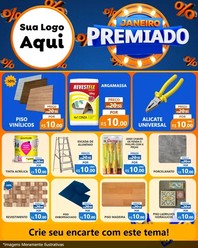 Modelo de Rede Social para Feed Instagram com o tema Janeiro Premiado para Material para Construção