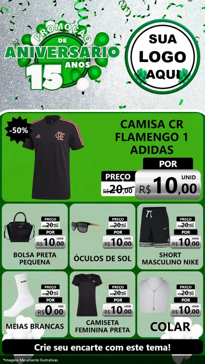 Modelo de Rede Social para Stories com o tema Promoção de Aniversário - 15 Anos para Roupas e acessórios