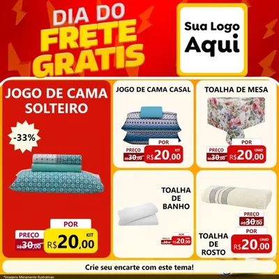 Modelo de Rede Social para Feed Facebook com o tema Dia do Frete Grátis para Cama, Mesa e Banho