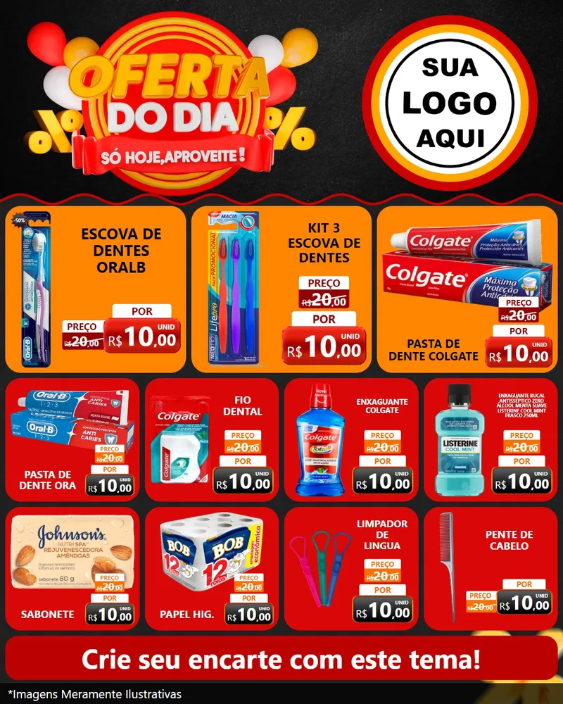 Modelo de Rede Social para Feed Instagram com o tema Oferta do Dia - Só hoje, Aproveite! para Higiene Pessoal