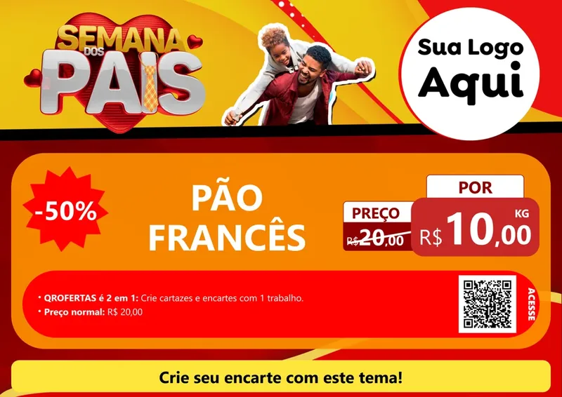 Modelo de Cartaz para Cartaz A4 Horizontal com o tema Semana Dos Pais para Padaria