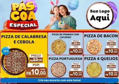 Modelo de Encarte para Encarte A4 Horizontal com o tema Páscoa Especial para Pizzaria