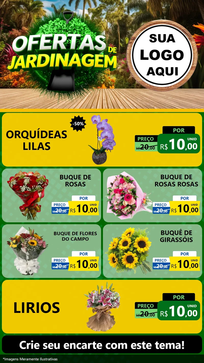 Modelo de TV para TV Vertical com o tema Ofertas de Jardinagem para Floricultura e jardim