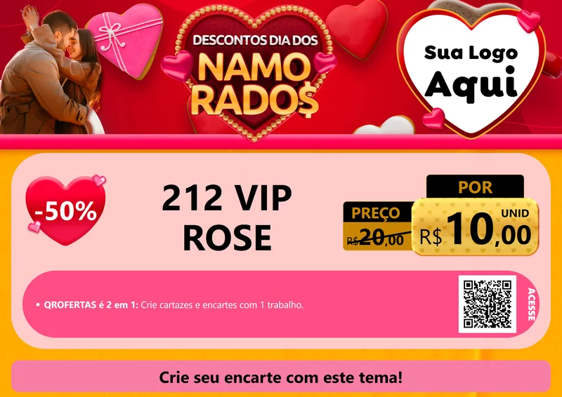 Modelo de Cartaz para Cartaz A4 Horizontal com o tema Descontos Dia dos Namorados para Perfumes