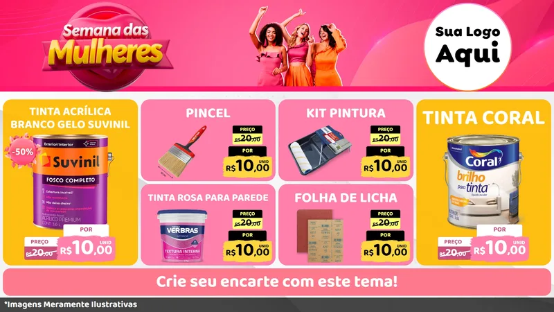 Modelo de TV para TV Horizontal com o tema Semana das Mulheres para Tintas e Ferramentas