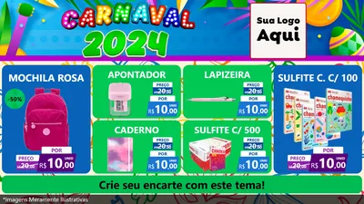Modelo de TV para TV Horizontal com o tema Carnaval 2027 para Papelaria