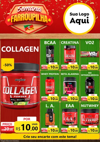 Modelo de Encarte para Encarte A4 Vertical com o tema Semana Farroupilha para Suplementos alimentares