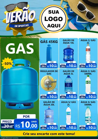 Modelo de Encarte para Encarte A4 Vertical com o tema Verão de Ofertas para Água e gás