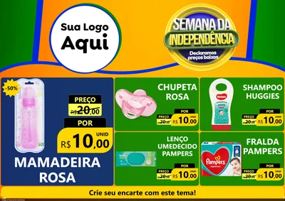 Modelo de Encarte para Encarte A4 Horizontal com o tema Semana da Independência Declaramos Preços Baixos para Bebês