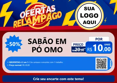 Modelo de Cartaz para Cartaz A4 Horizontal com o tema Ofertas Relâmpago para Produtos de Limpeza