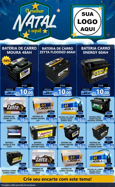 Modelo de Encarte para Encarte Grande com o tema O Melhor Natal É Aqui! para Baterias Elétricas