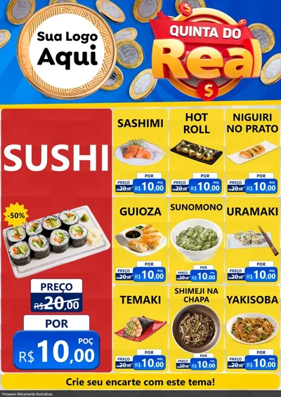 Modelo de Encarte para Encarte A4 Vertical com o tema Quinta do Real para Comida japonesa