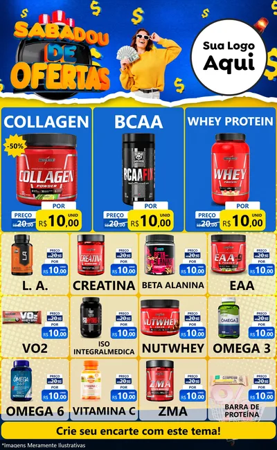 Modelo de Encarte para Encarte Grande com o tema Sabadou de Ofertas para Suplementos alimentares