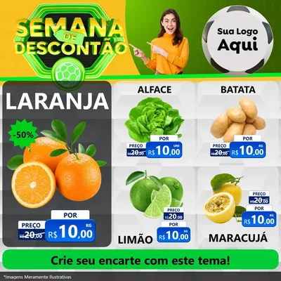 Modelo de Rede Social para Feed Facebook com o tema Semana de Descontão - Copa para Hortifrúti